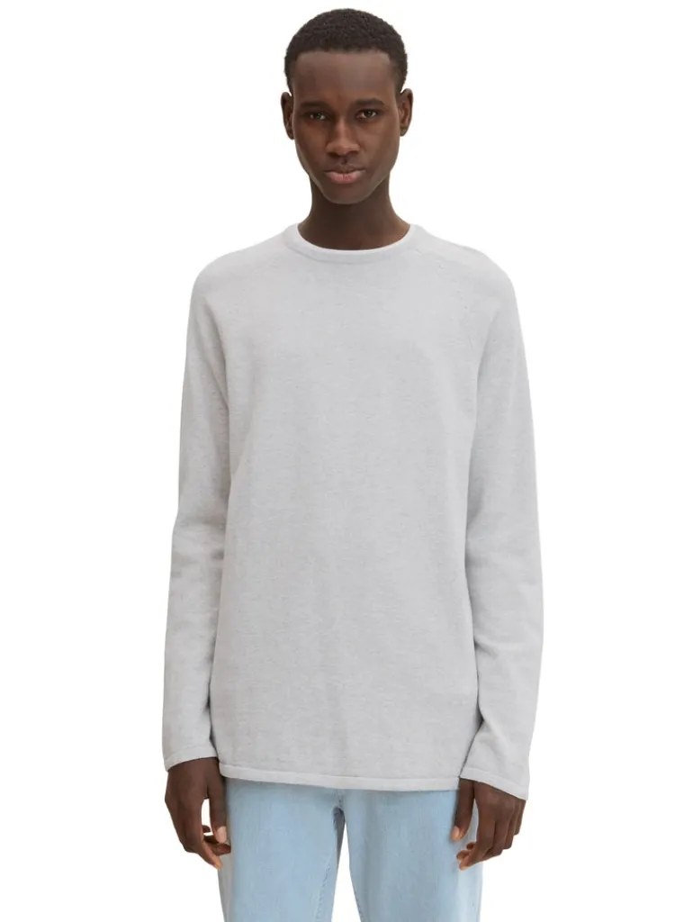 Basic Strickpullover light stone grey melange