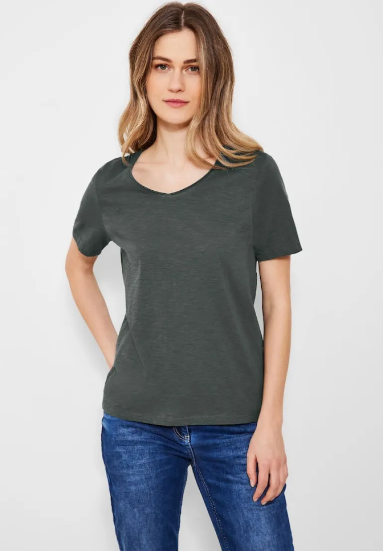 Basic T-Shirt in Unifarbe easy khaki