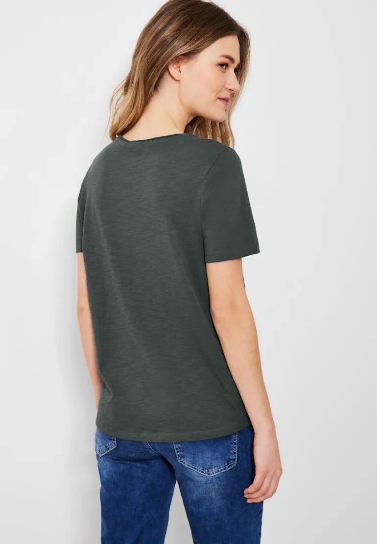 Basic T-Shirt in Unifarbe easy khaki