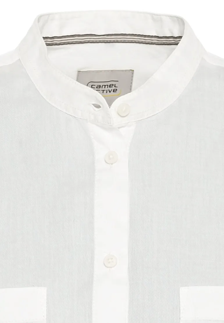 Baumwollbluse mit Stehkragen milk white