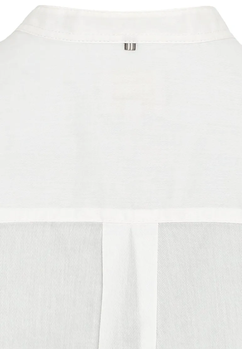 Baumwollbluse mit Stehkragen milk white