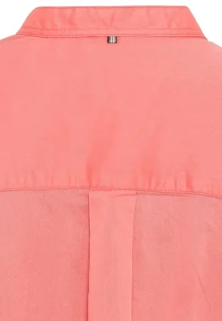 Baumwollbluse mit Stehkragen coral