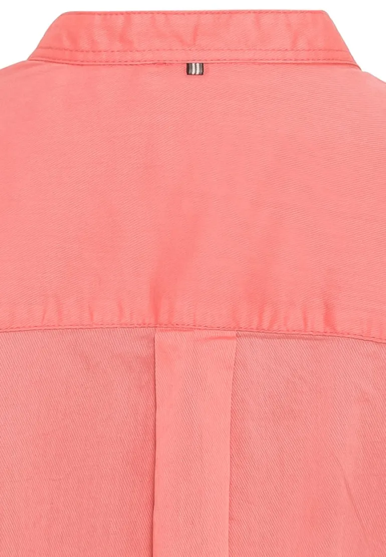 Baumwollbluse mit Stehkragen coral