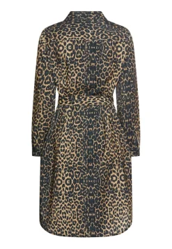 Baumwollkleid mit Bindegürtel leo aop