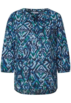 Bedruckte Baumwollbluse universal blue