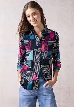 Bedruckte Bluse deep petrol