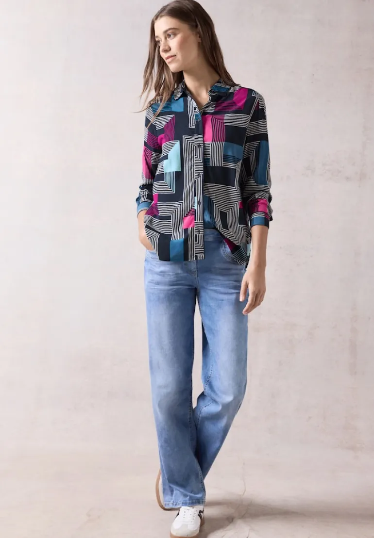 Bedruckte Bluse deep petrol