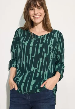 Bedruckte Bluse fir green