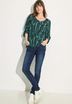 Bedruckte Bluse fir green