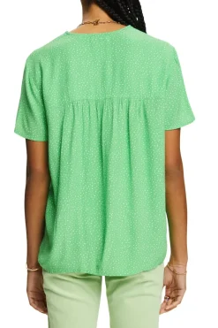 Bedruckte Bluse mit V-Ausschnitt citrus green