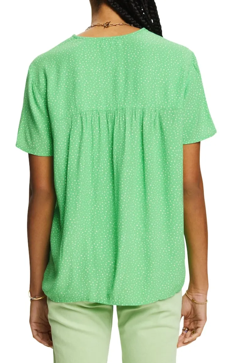 Bedruckte Bluse mit V-Ausschnitt citrus green