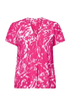Bedruckte Bluse mit V-Ausschnitt cherry red 2