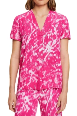 Bedruckte Bluse mit V-Ausschnitt cherry red 2