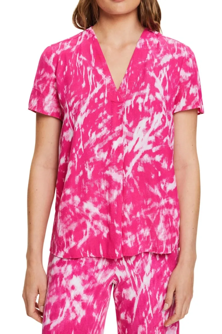 Bedruckte Bluse mit V-Ausschnitt cherry red 2