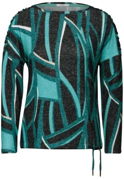 Bedrucktes Langarmshirt black melange