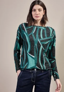 Bedrucktes Langarmshirt black melange