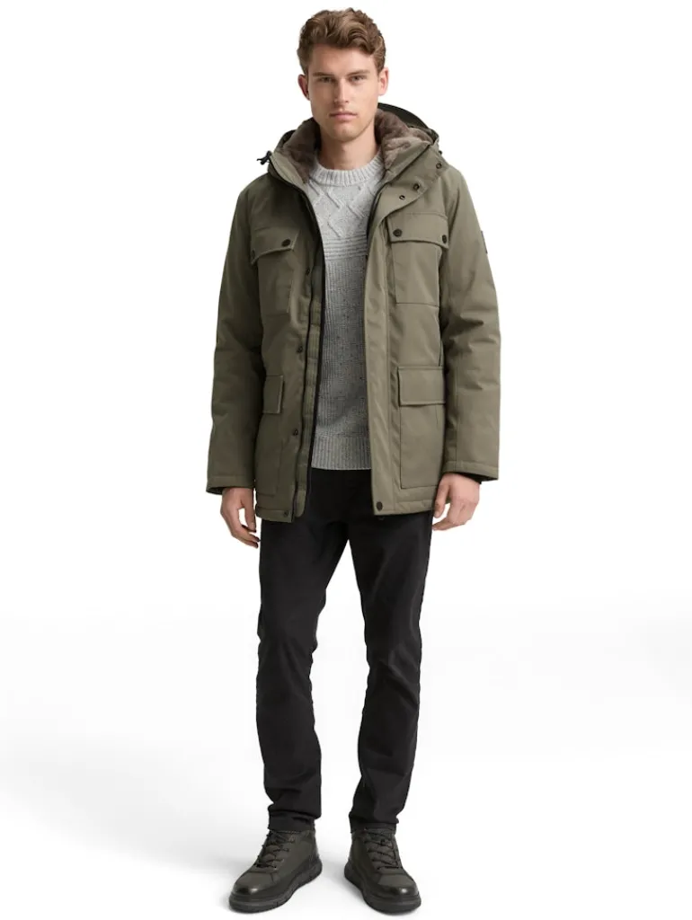 Übergangsjacke mit aufgesetzten Taschen smokey olive green