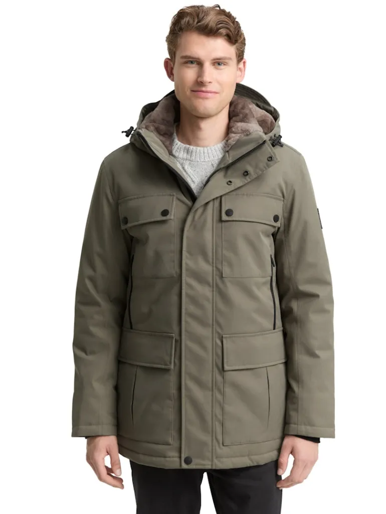 Übergangsjacke mit aufgesetzten Taschen smokey olive green
