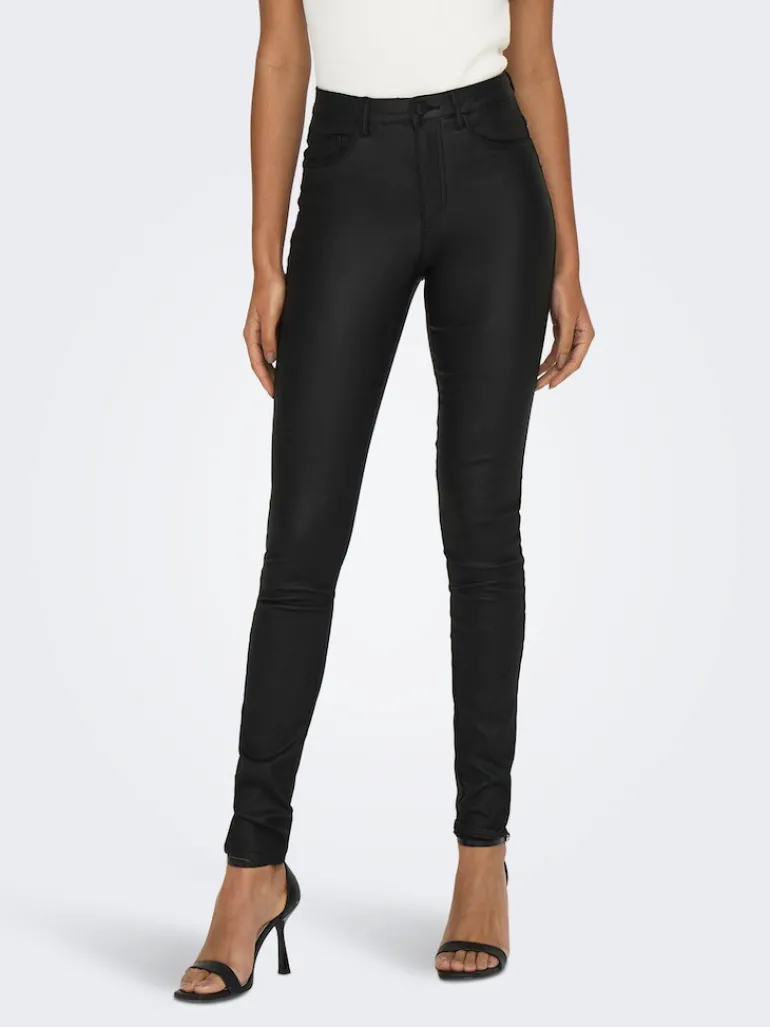 Beschichete Skinny Jeans black