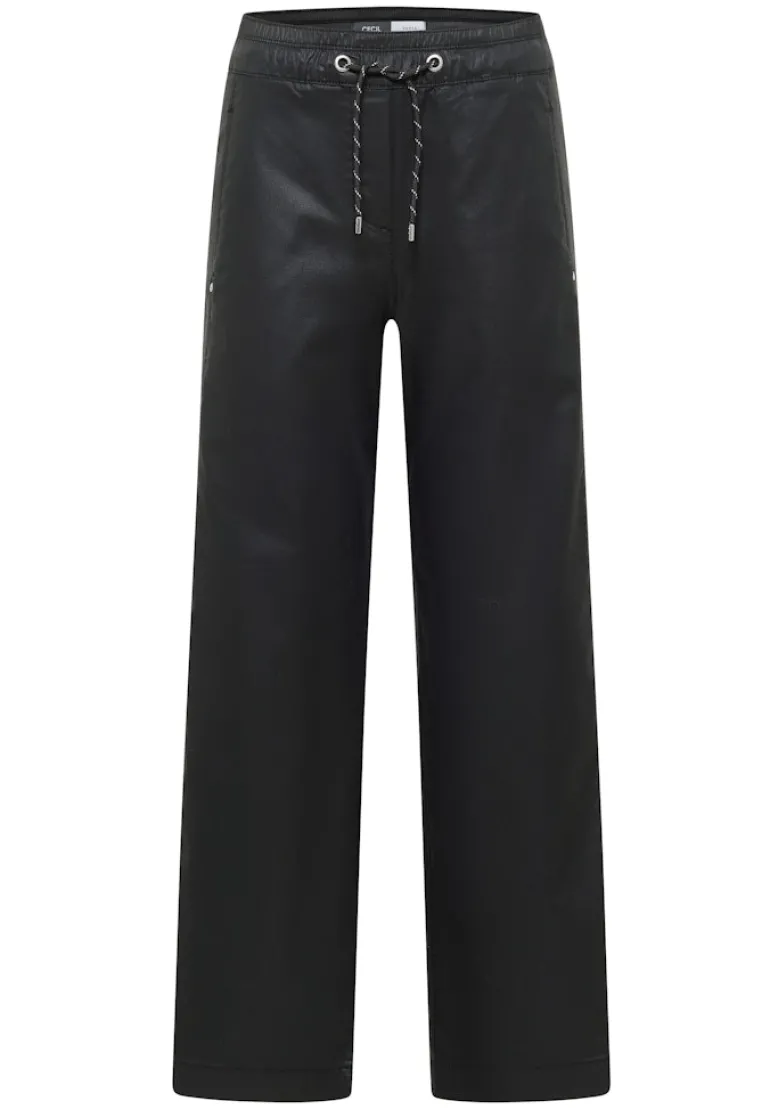 Beschichtete Wide Leg Hose black