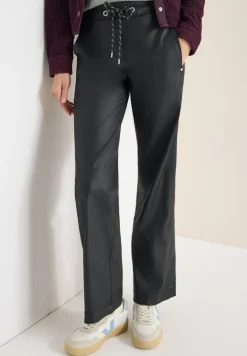 Beschichtete Wide Leg Hose black