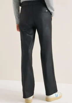 Beschichtete Wide Leg Hose black