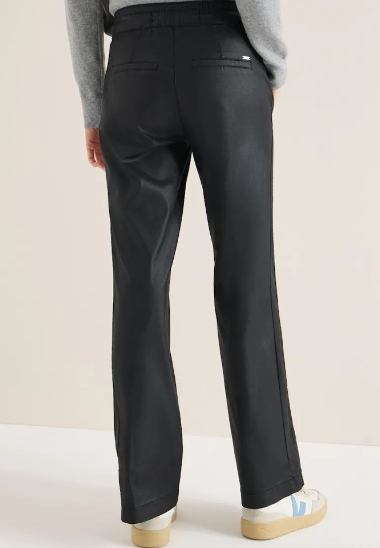 Beschichtete Wide Leg Hose black