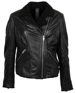 Bikerjacke mit kuscheligem Futter schwarz