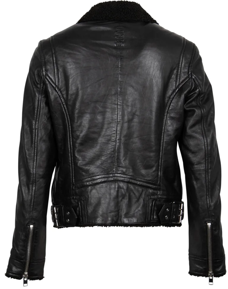 Bikerjacke mit kuscheligem Futter schwarz