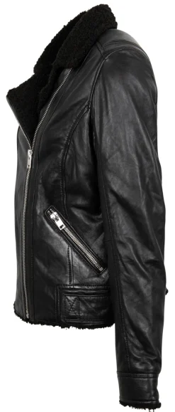 Bikerjacke mit kuscheligem Futter schwarz