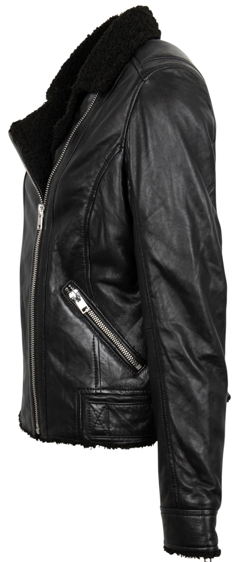 Bikerjacke mit kuscheligem Futter schwarz