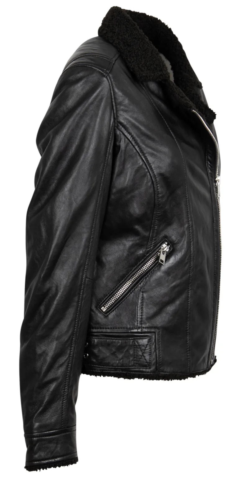 Bikerjacke mit kuscheligem Futter schwarz