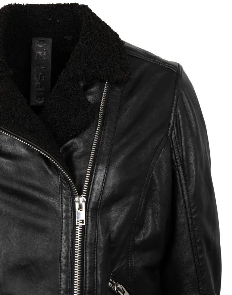 Bikerjacke mit kuscheligem Futter schwarz