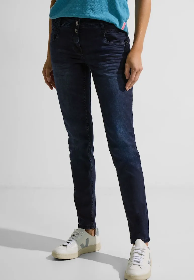 Blaue Loose Fit Jeans blue black random wash