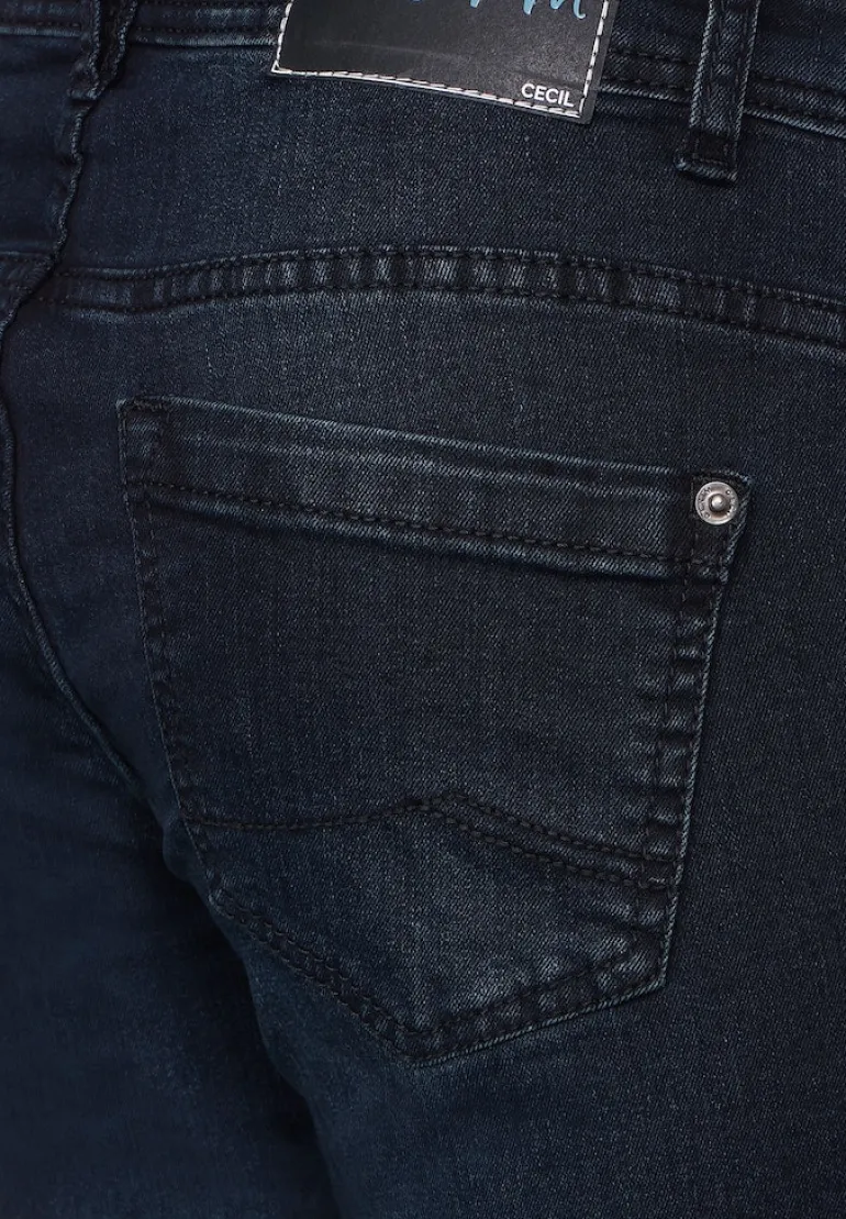 Blaue Loose Fit Jeans blue black random wash