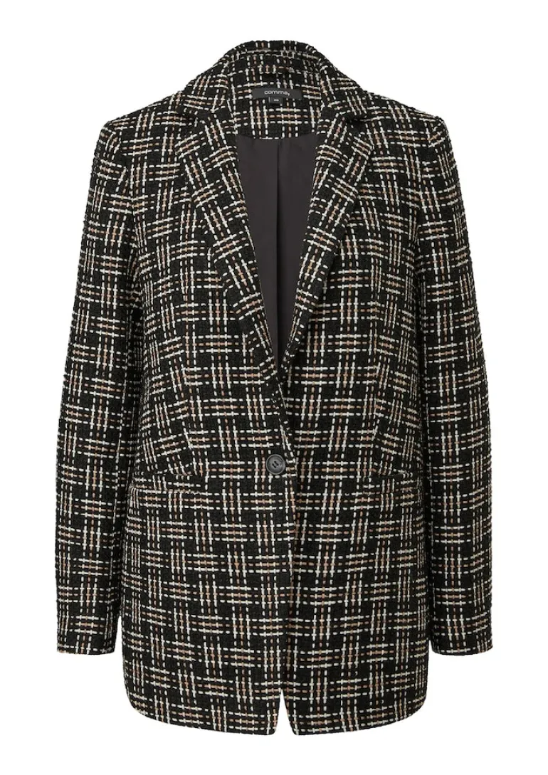Blazer aus Multicolor-Tweed schwarz