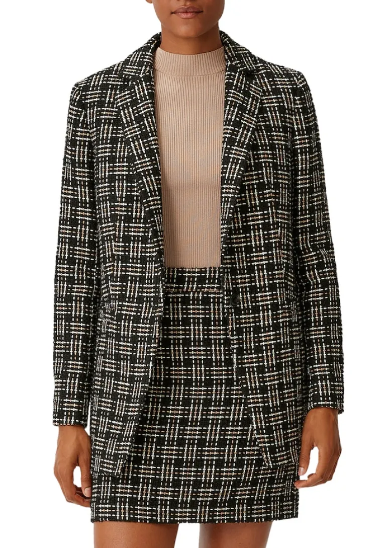 Blazer aus Multicolor-Tweed schwarz