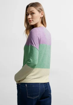 Blockstreifen Strickjacke celery green melange