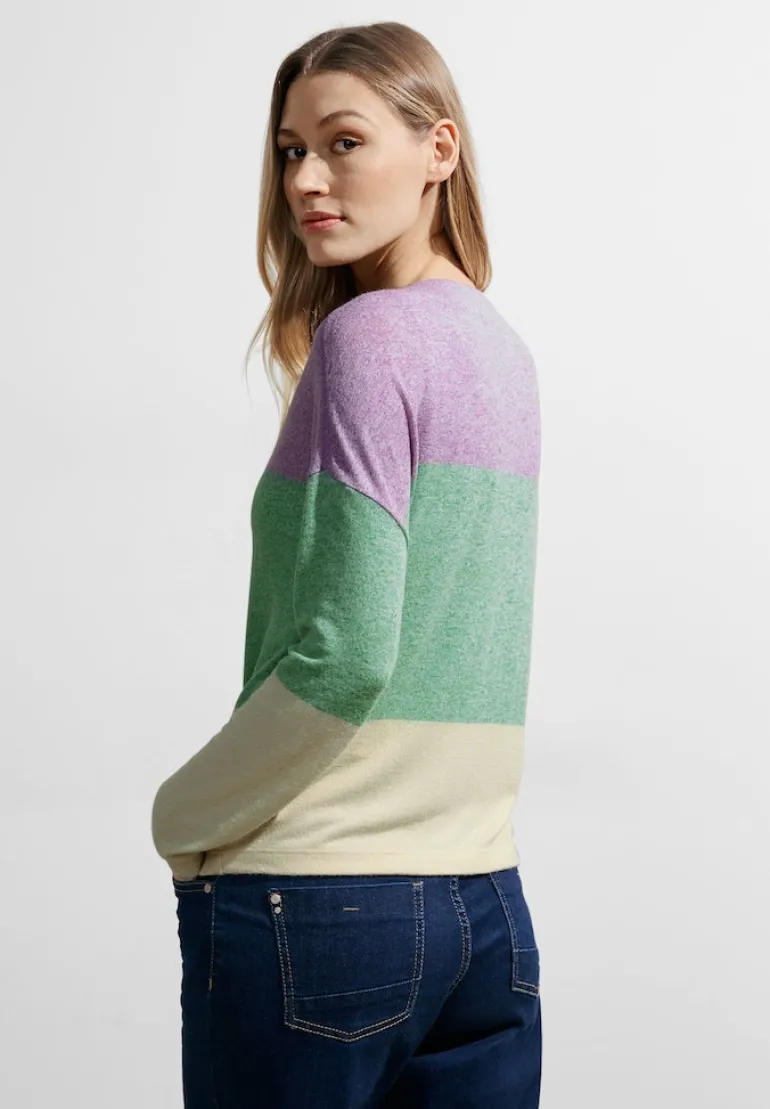 Blockstreifen Strickjacke celery green melange