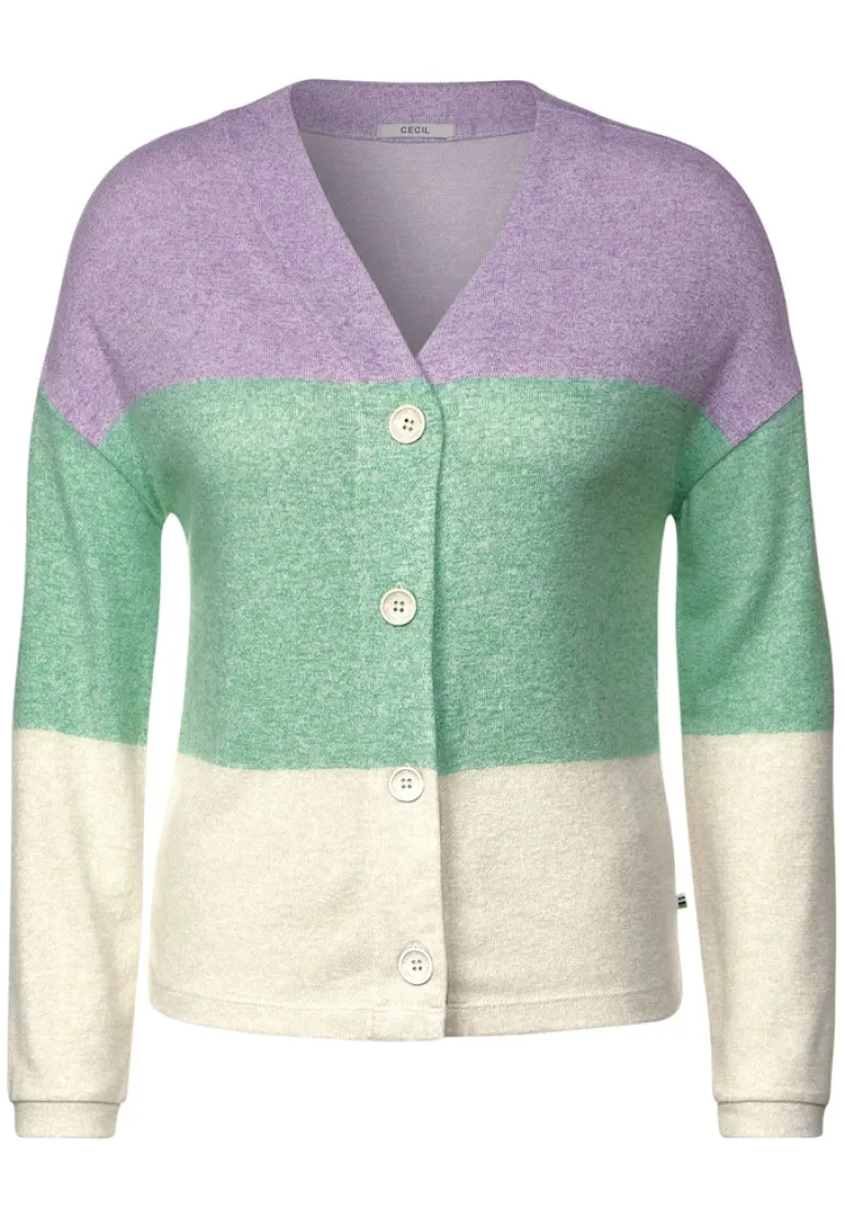 Blockstreifen Strickjacke celery green melange