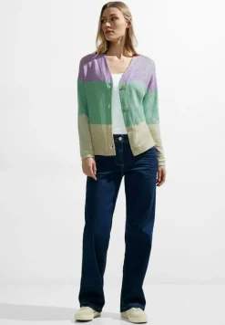 Blockstreifen Strickjacke celery green melange