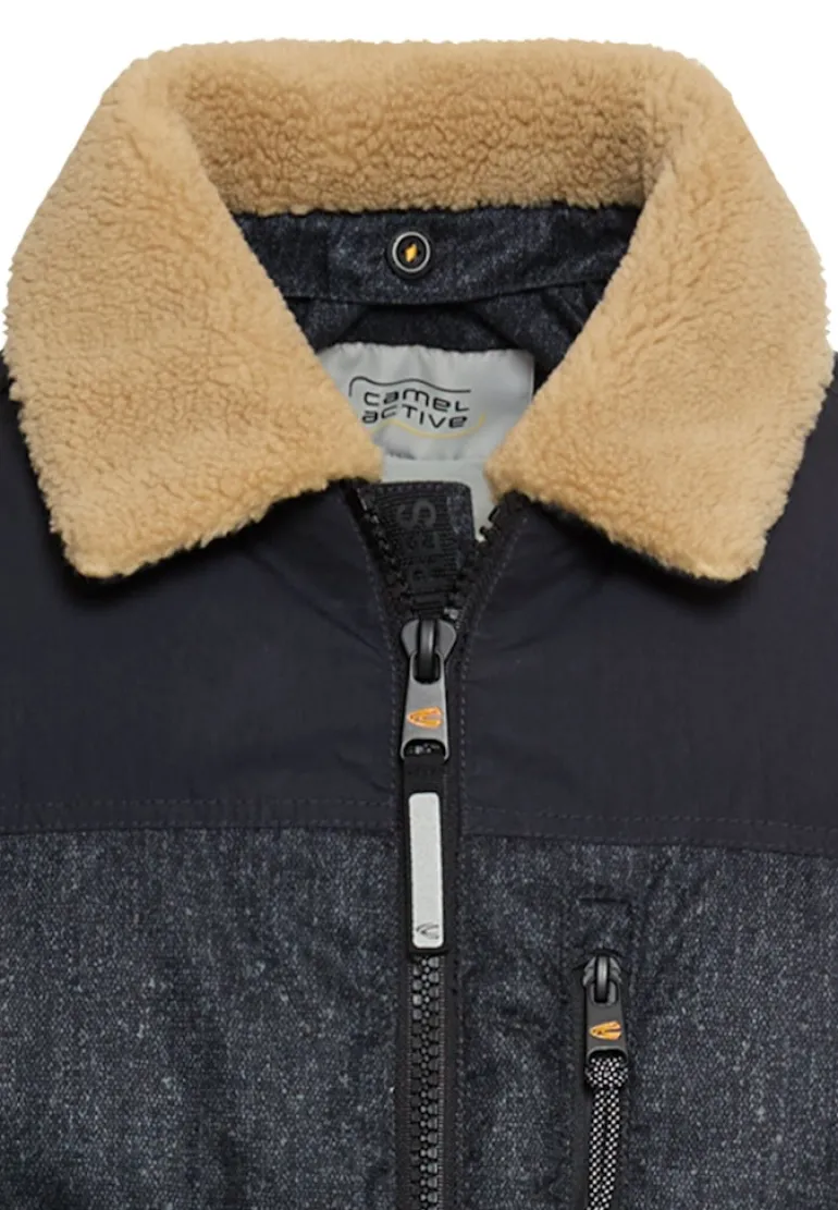 Blouson mit abnehmbarem Kragen dark navy melange