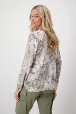 Blumen Bluse sage gemustert