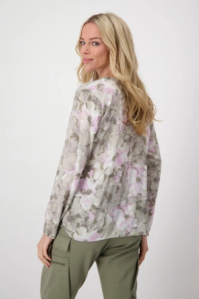 Blumen Bluse sage gemustert