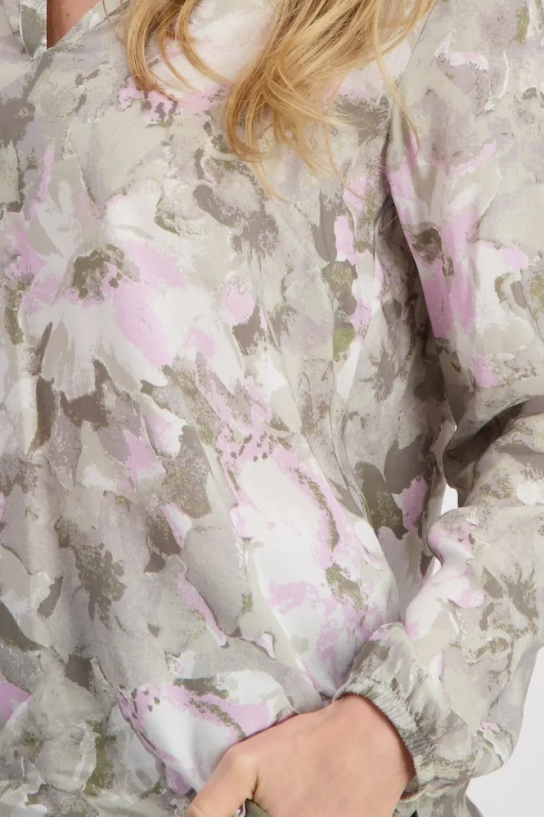 Blumen Bluse sage gemustert