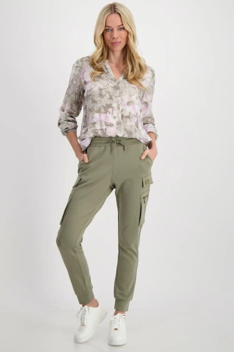 Blumen Bluse sage gemustert