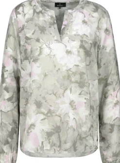 Blumen Bluse sage gemustert