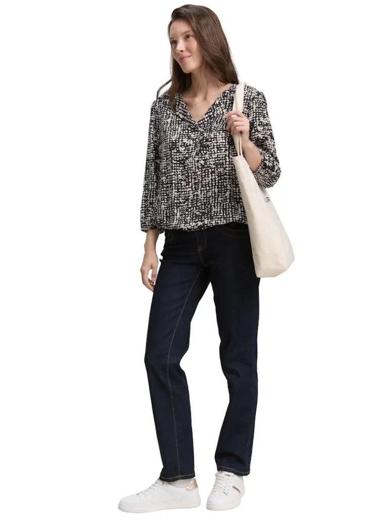 Bluse aus Viskose navy abstract dot design