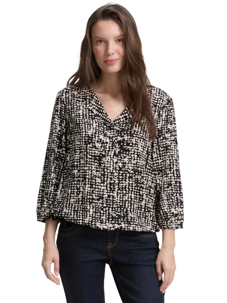Bluse aus Viskose navy abstract dot design