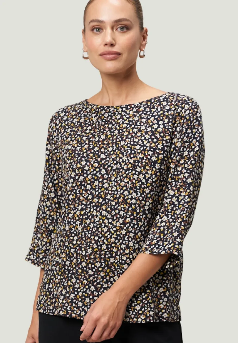 Bluse geblümt mit 3/4 Arm blackcream